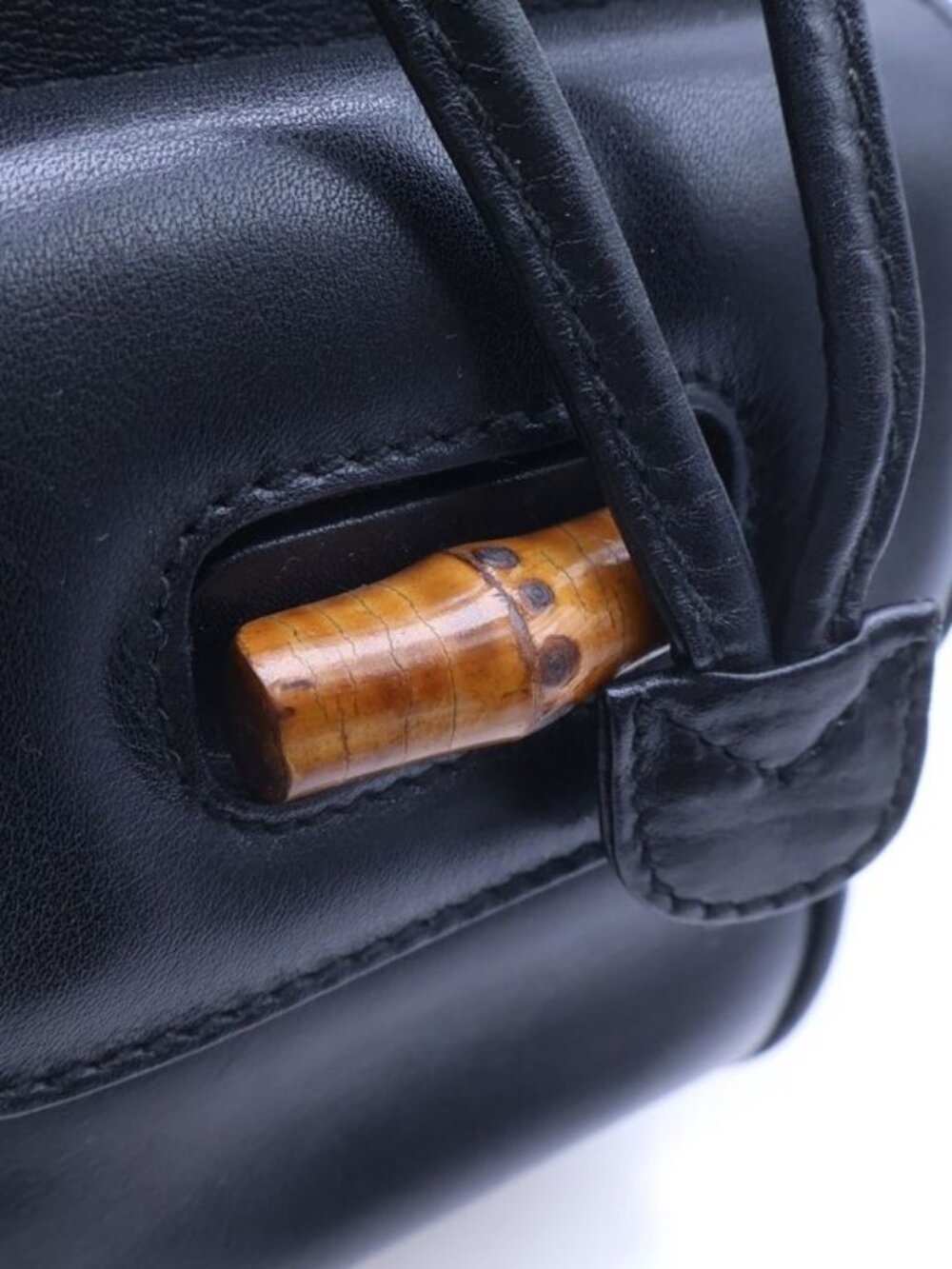 Gucci Bamboo Leather Backpack Black - Picture 5 of 6